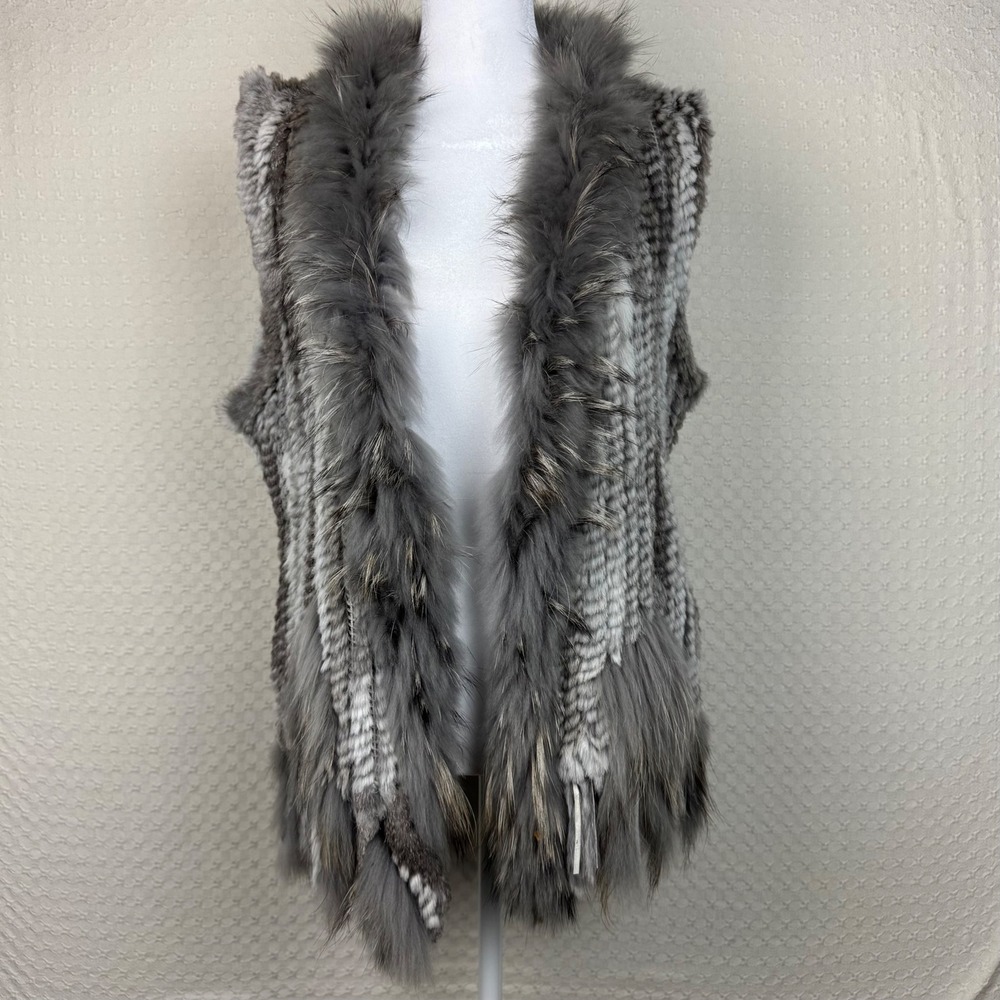 Gaby & Eden Genuine Fur Vest Womens Medium Rabbit Raccoon Sleeveless‎ Boho Luxe